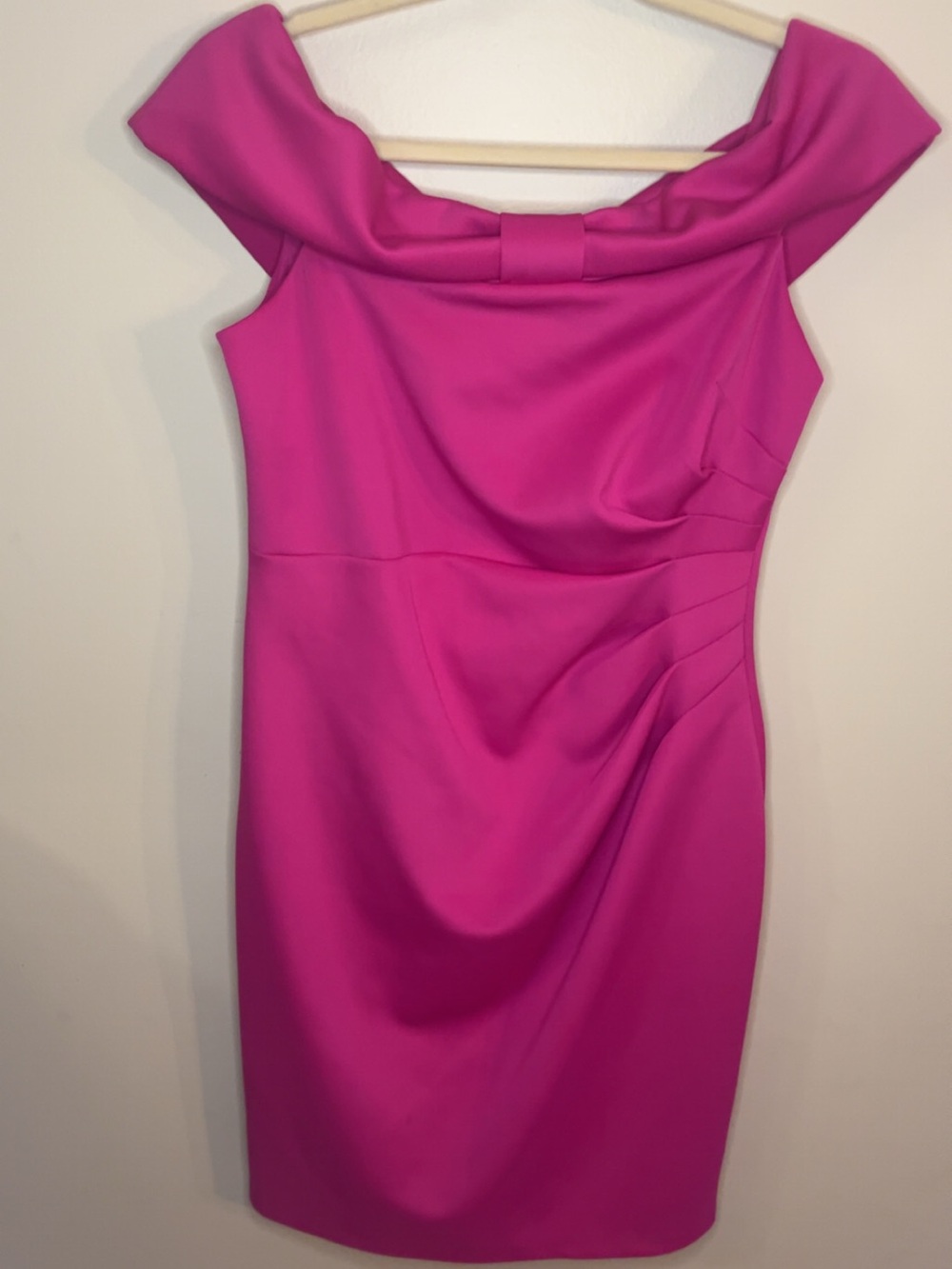 Fuchsia Off-Shoulder Sheath Dress - Jessica Howard
